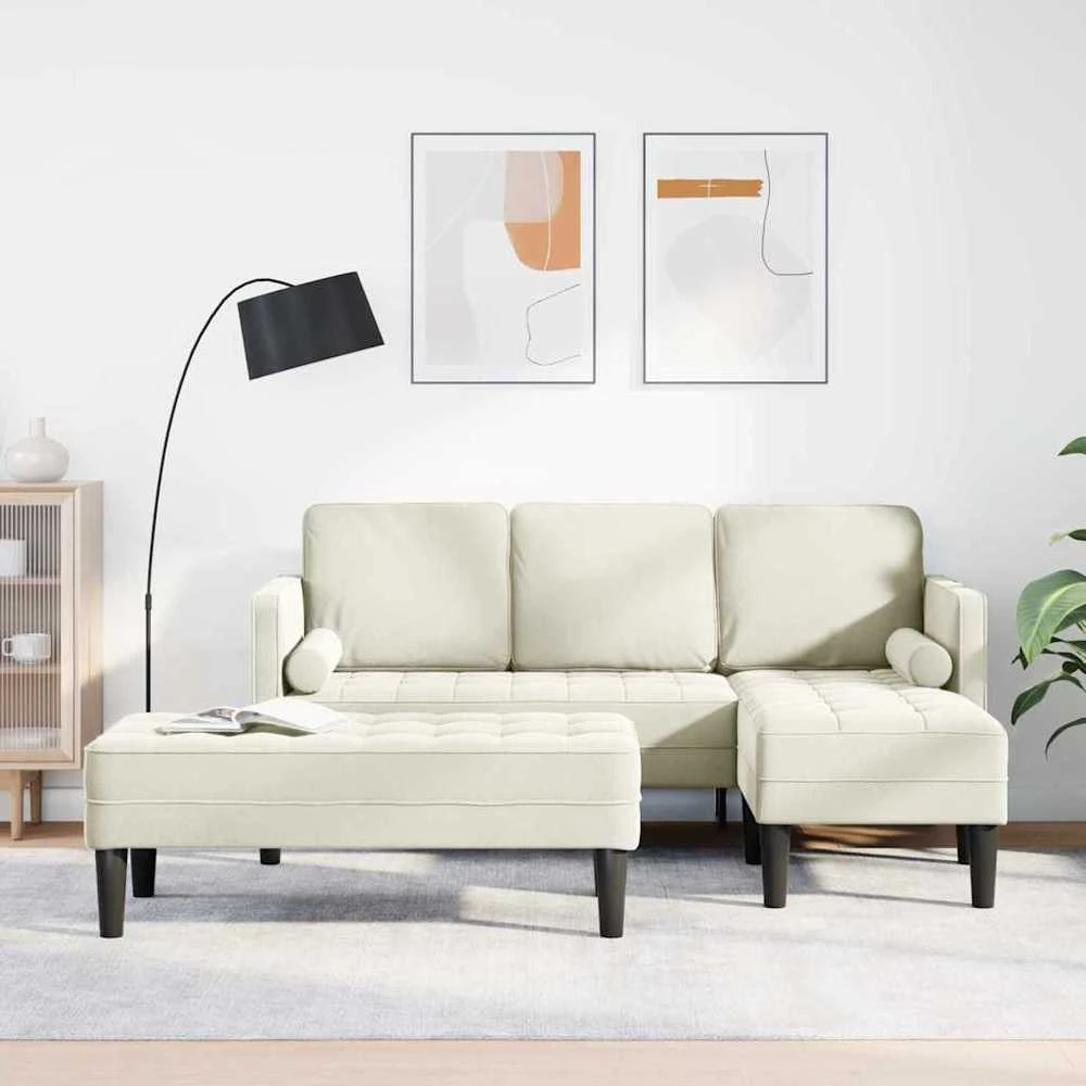 Sofa Sofos komplektas 2 vnt. Kreminė Poliesteris