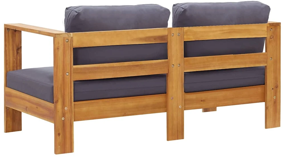 Sodo sofa-suoliukas su pagalvėmis, 140cm, pilka, akacija