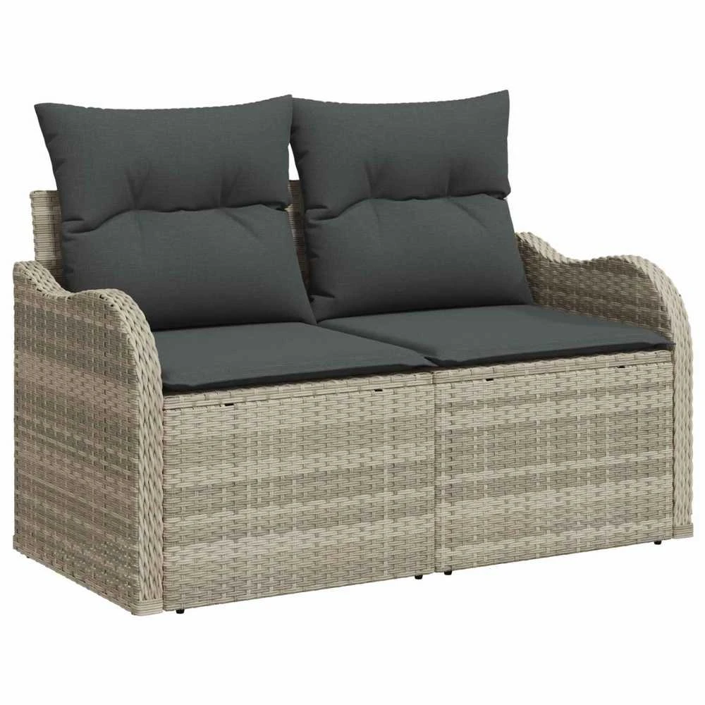 Sodo sofa su pagalve Šviesiai pilka 121 x 62 x 69cm poliratanas