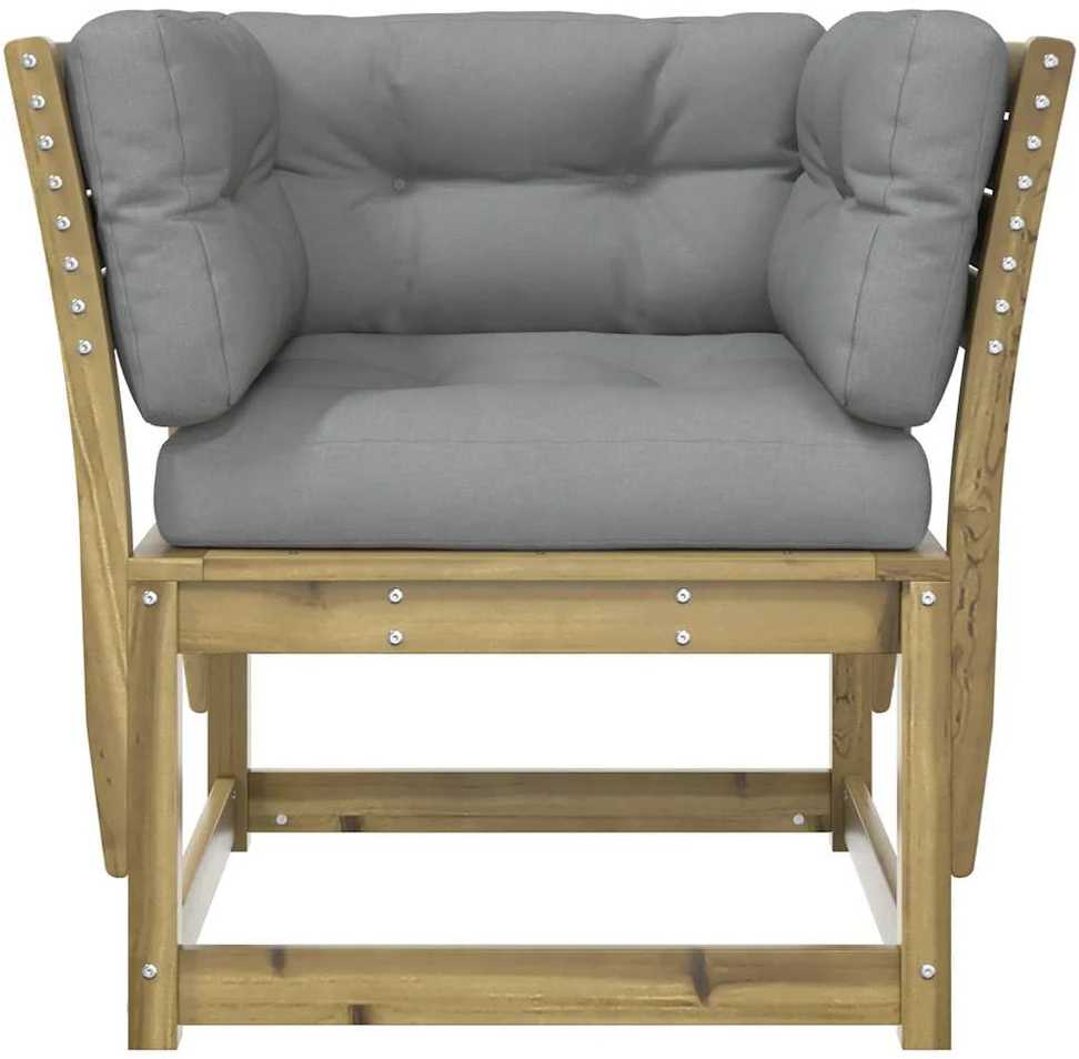 Sodo sofos dalis su pagalvėlėmis, 83x73x78cm, impregnuota pušis