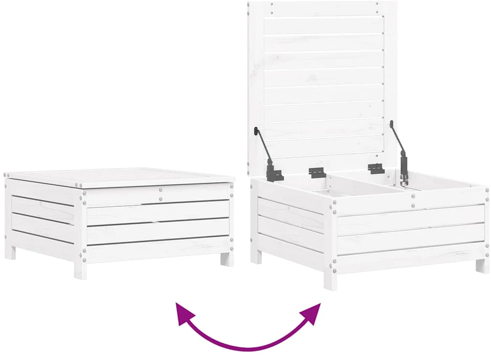 Lauko baldų komplektas Sodo sofos komplektas, 10 dalių, baltas, pušies masyvas