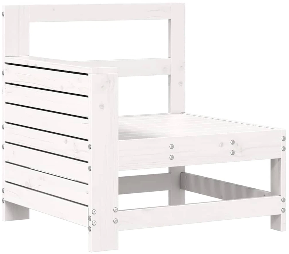 Lauko baldų komplektas Sodo sofos komplektas, 10 dalių, baltas, pušies masyvas