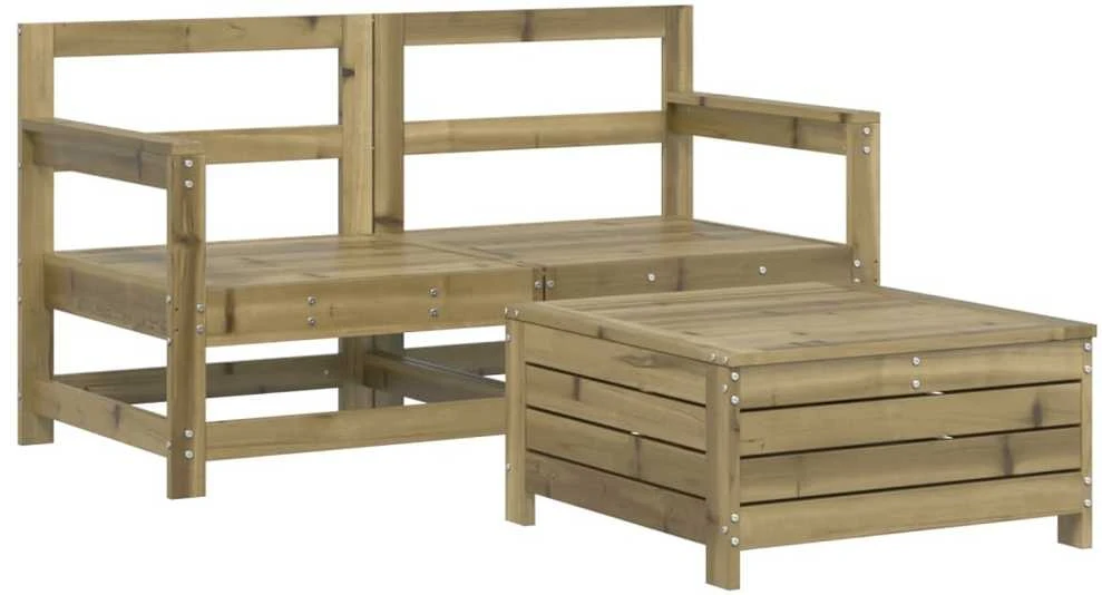 Lauko baldų komplektas Sodo sofos komplektas, 3 dalių, impregnuota pušies mediena