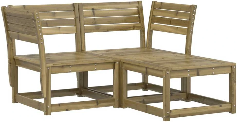 Lauko baldų komplektas Sodo sofos komplektas, 3 dalių, impregnuota pušies mediena