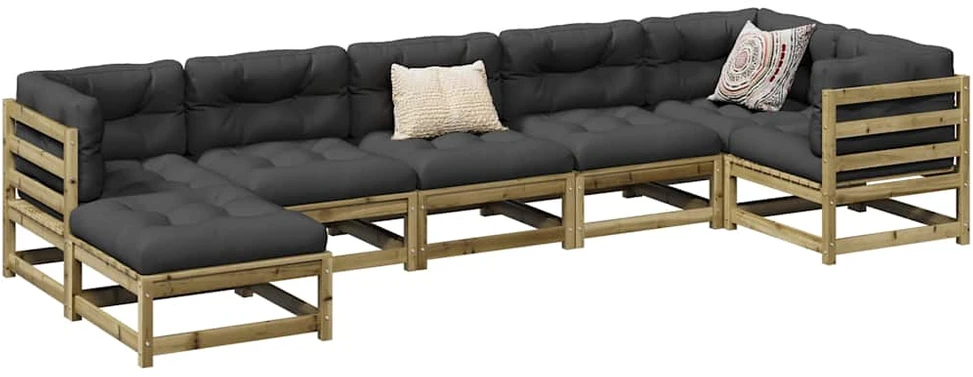Lauko baldų komplektas Sodo sofos komplektas, 7 dalių, impregnuota pušis