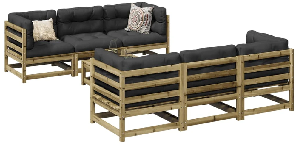 Lauko baldų komplektas Sodo sofos komplektas, 7 dalių, impregnuota pušis