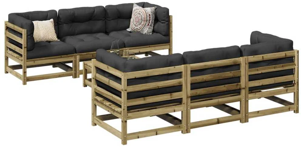 Lauko baldų komplektas Sodo sofos komplektas, 7 dalių, impregnuota pušis
