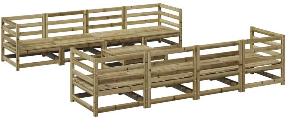 Lauko baldų komplektas Sodo sofos komplektas, 9 dalių, impregnuota pušies mediena