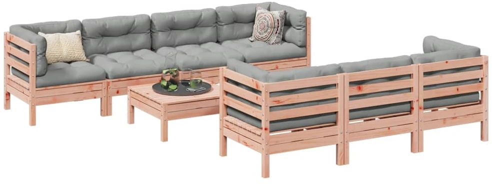 Lauko baldų komplektas Sodo sofos komplektas su pagalvėlėmis, 8 dalių, douglas eglė
