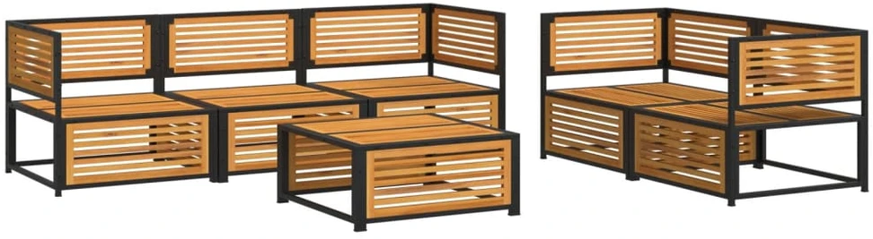 Lauko baldų komplektas Sodo sofos komplektas su pagalvėmis, 6 dalių, akacijos masyvas