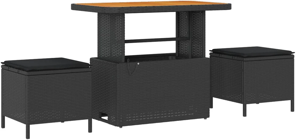 Sodo Sofų Rinkinys 10 vnt. 10-Vietų skaičius Juoda
