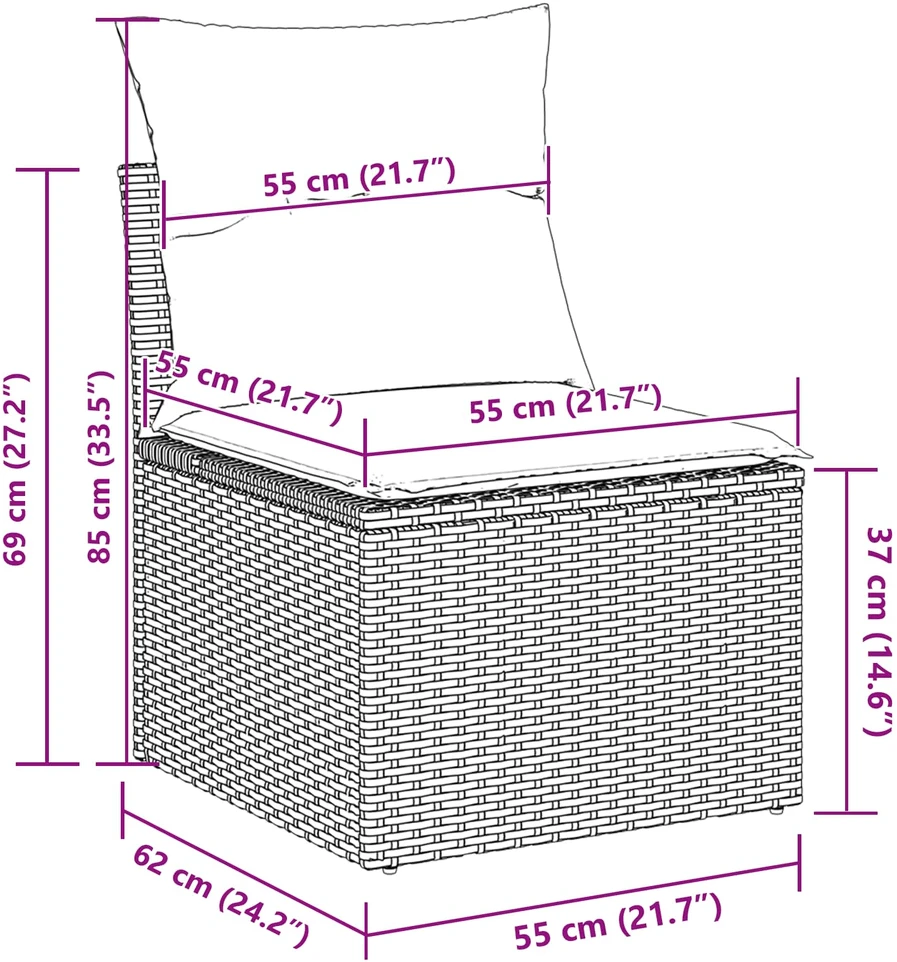 Sodo Sofų Rinkinys 10 vnt. 7-Vietų skaičius Juoda poliratanas