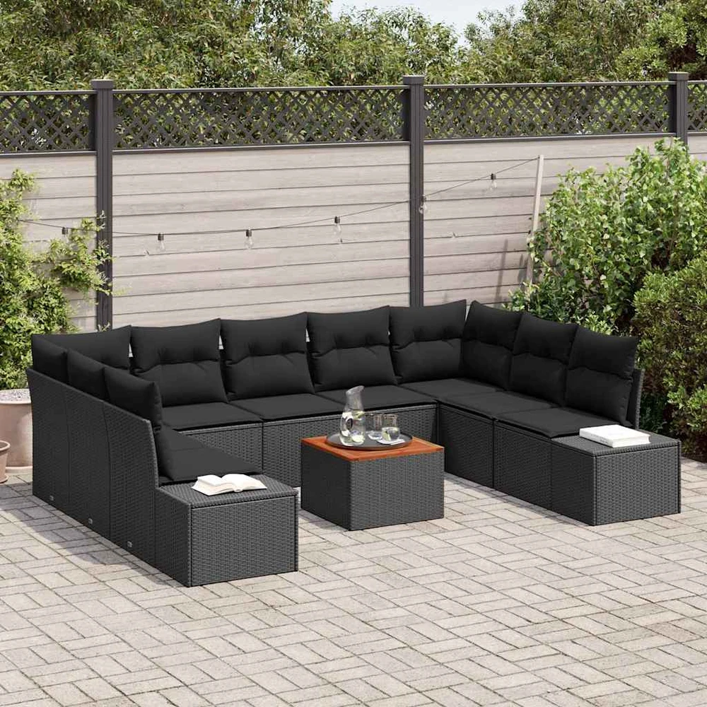Sodo Sofų Rinkinys 10 vnt. Juoda