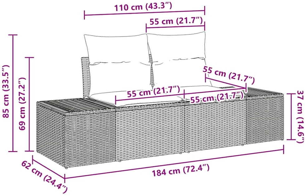 Sodo Sofų Rinkinys 10 vnt. Smėlio poliratanas