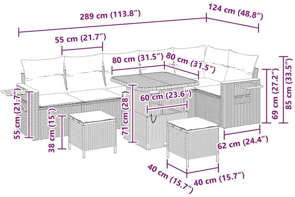 Sodo Sofų Rinkinys 11 vnt. 9-Vietų skaičius