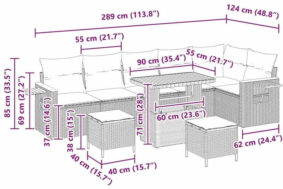 Sodo Sofų Rinkinys 11 vnt. 9-Vietų skaičius