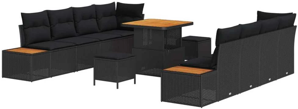 Sodo Sofų Rinkinys 11 vnt. Juoda poliratanas