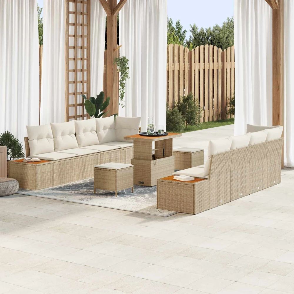 Sodo Sofų Rinkinys 11 vnt. 10-Vietų skaičius Bežinė ir kreminė