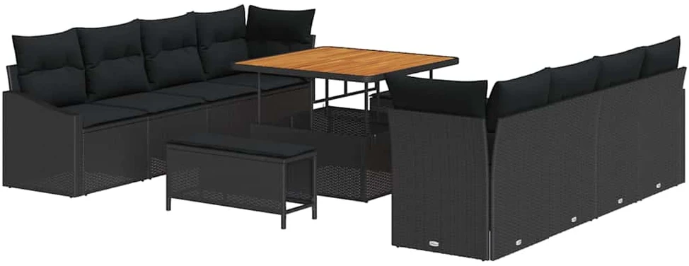 Sofa Sodo Sofų Rinkinys 11 vnt. 10-Vietų skaičius Juoda