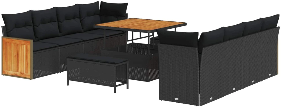 Sofa Sodo Sofų Rinkinys 11 vnt. 11-Vietų skaičius Juoda
