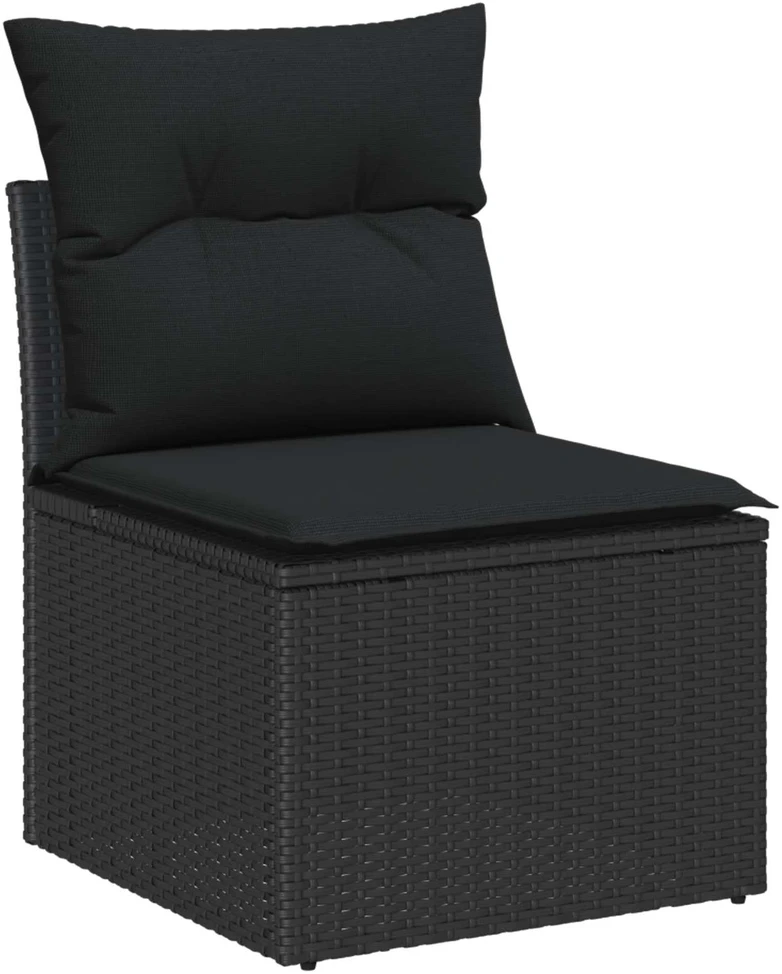 Sodo Sofų Rinkinys 11 vnt. 7-Vietų skaičius Juoda poliratanas