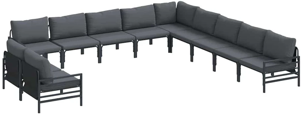 Sodo Sofų Rinkinys 11 vnt. Juoda Plienas
