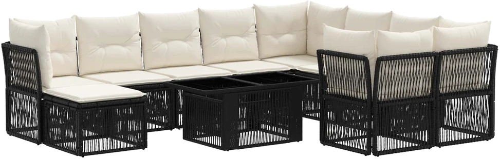 Sodo Sofų Rinkinys 11 vnt. Juoda 100 x 55 x 73 cm poliratanas