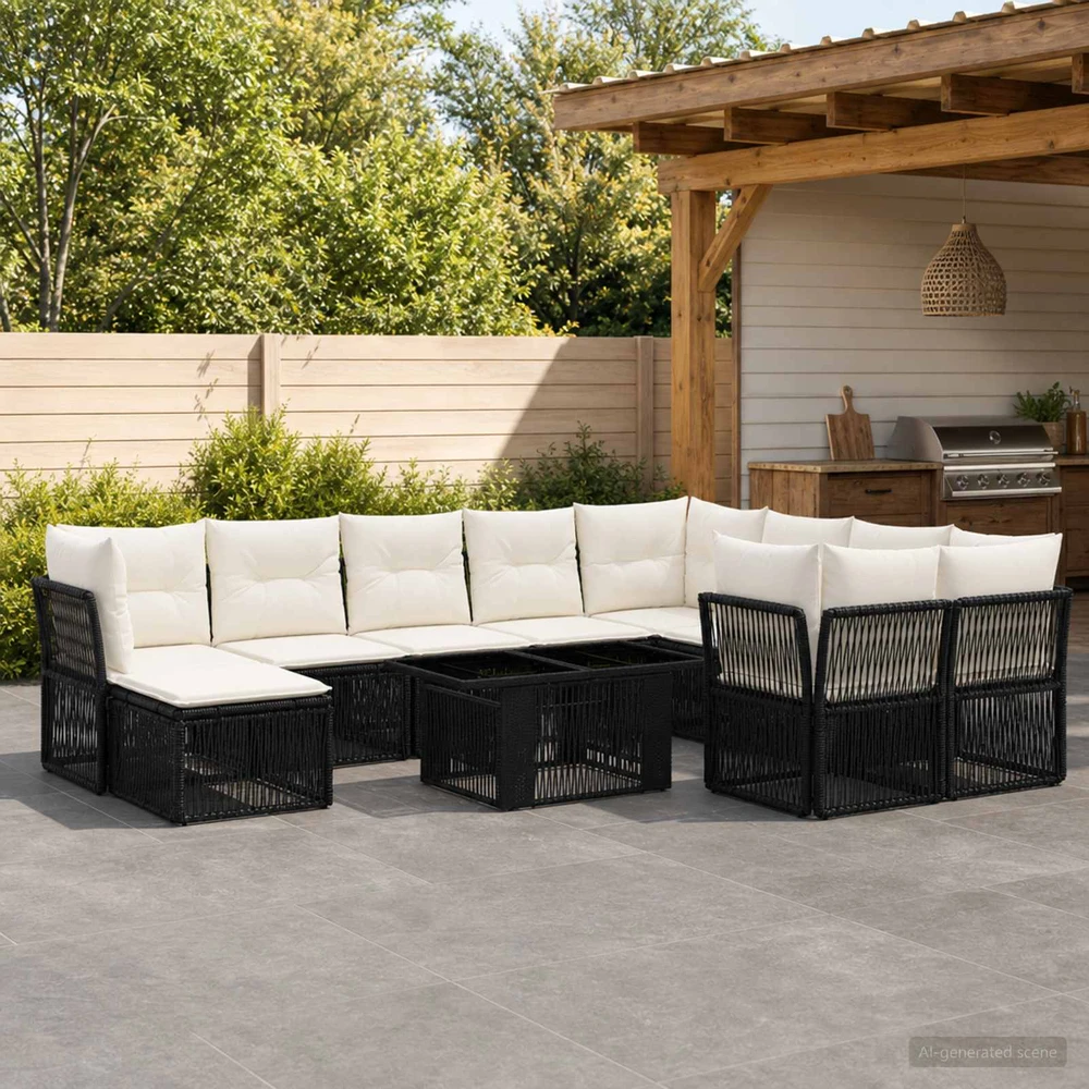 Sodo Sofų Rinkinys 11 vnt. Juoda 100 x 55 x 73 cm poliratanas