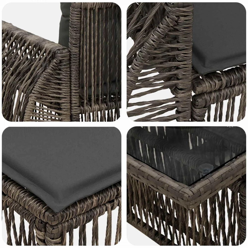 Sodo Sofų Rinkinys 11 vnt. Pilka ir tamsiai pilka poliratanas