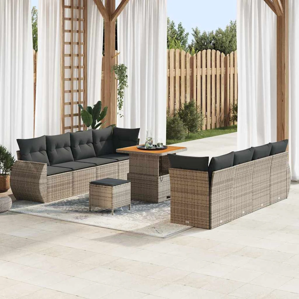 Sodo Sofų Rinkinys 11 vnt. Pilka poliratanas