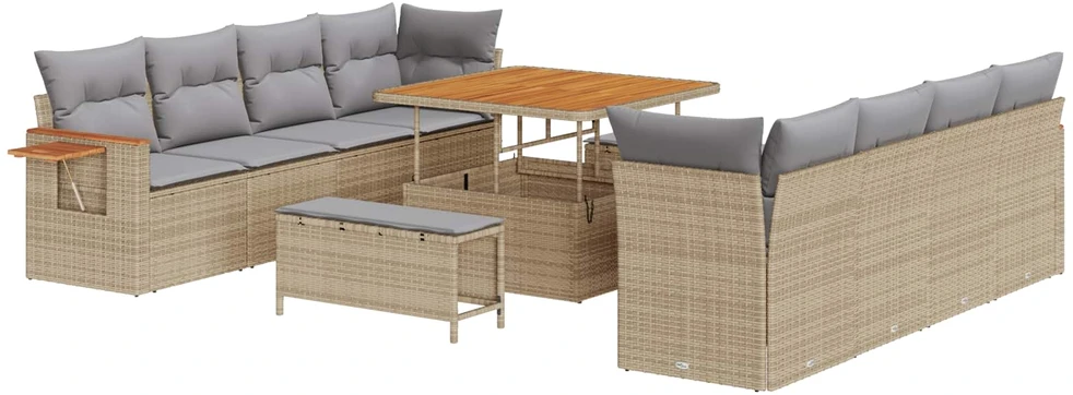 Sodo Sofų Rinkinys 11 vnt. Smėlio poliratanas