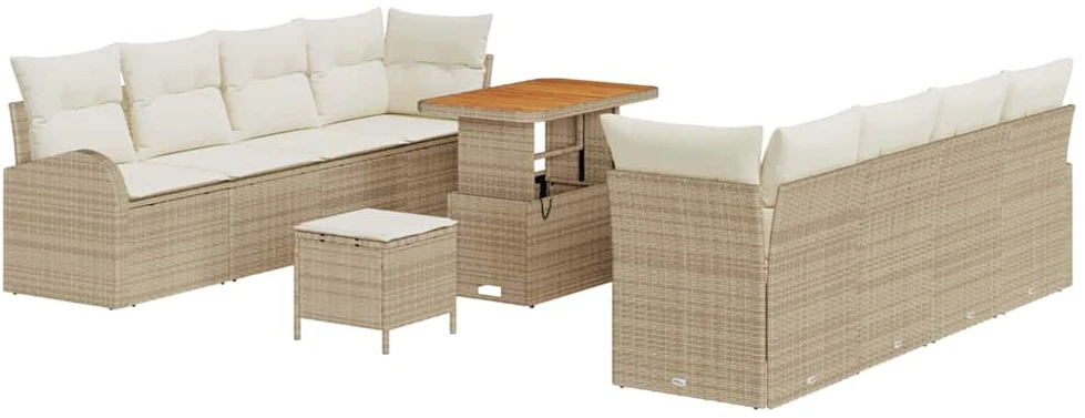 Sodo Sofų Rinkinys 11 vnt. Smėlio poliratanas