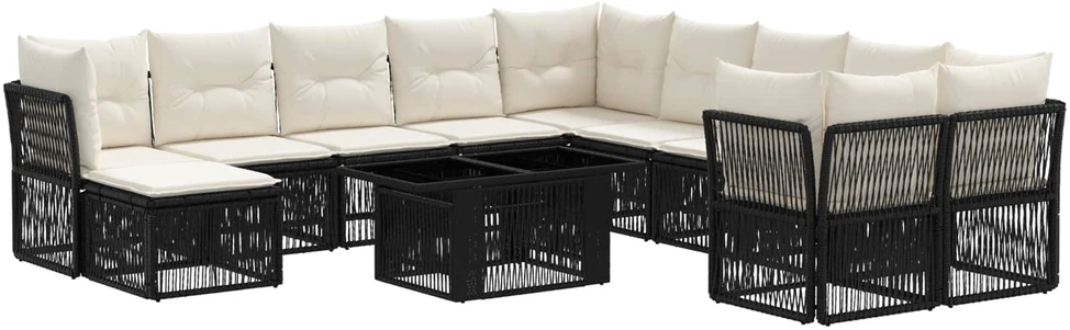 Sodo Sofų Rinkinys 12 vnt. Juoda 100 x 55 x 73 cm poliratanas