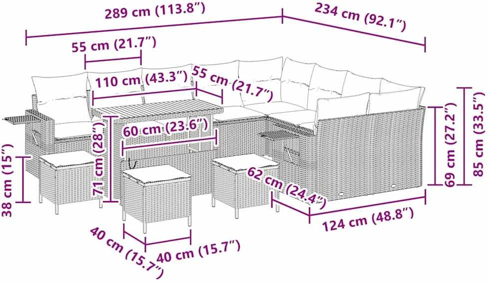 Sodo Sofų Rinkinys 13 vnt. 12-Vietų skaičius Bežinė ir kreminė