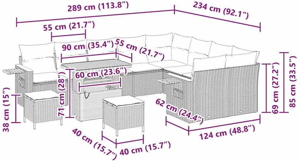 Sodo Sofų Rinkinys 13 vnt. 9-Vietų skaičius Bežinė ir kreminė