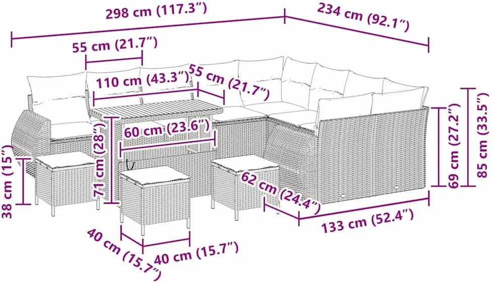 Sodo Sofų Rinkinys 13 vnt. 13-Vietų skaičius