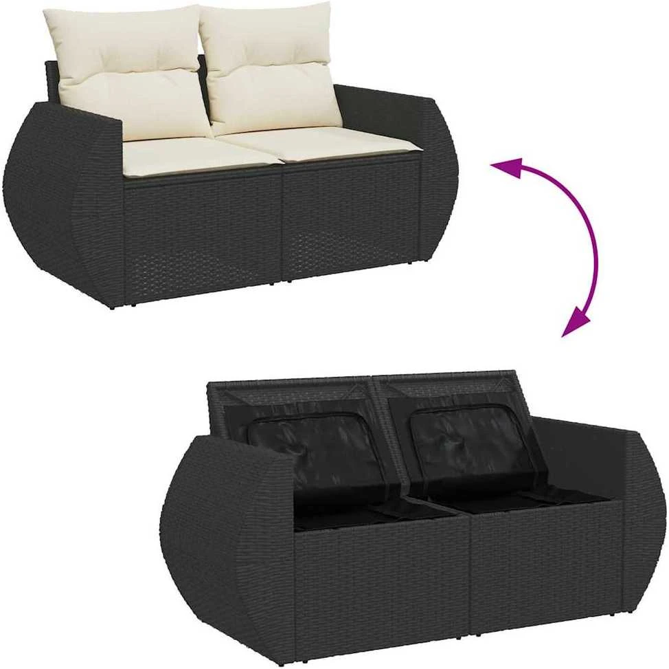 Sodo Sofų Rinkinys 13 vnt. 13-Vietų skaičius Juoda ir kreminė
