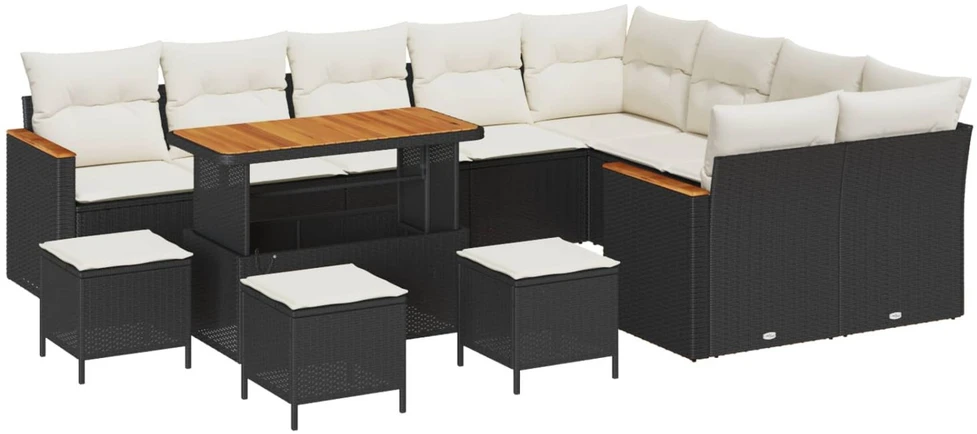 Sodo Sofų Rinkinys 13 vnt. Juoda poliratanas