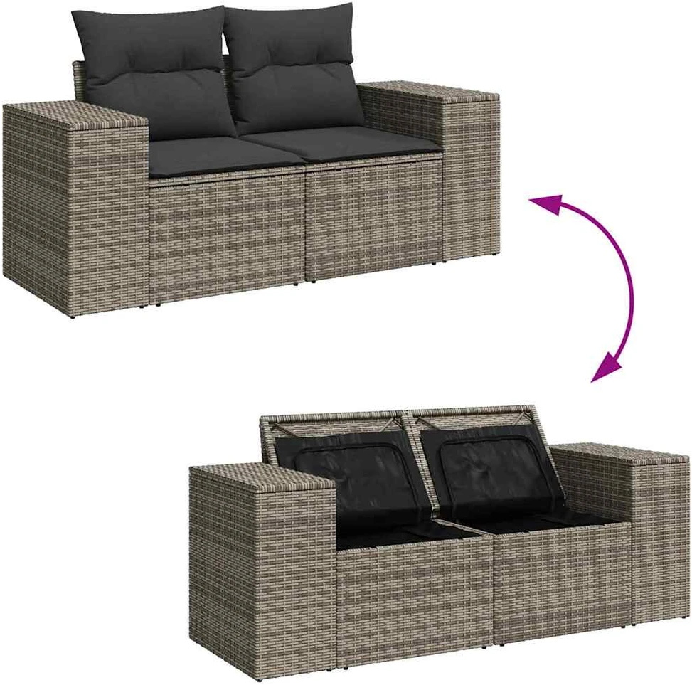Sodo Sofų Rinkinys 13 vnt. 9-Vietų skaičius Pilka poliratanas