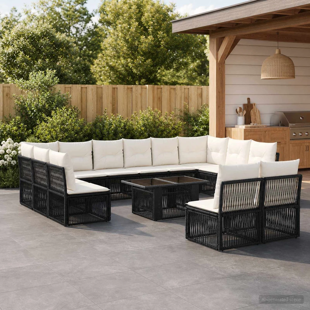 Sodo Sofų Rinkinys 13 vnt. Juoda 100 x 55 x 73 cm poliratanas