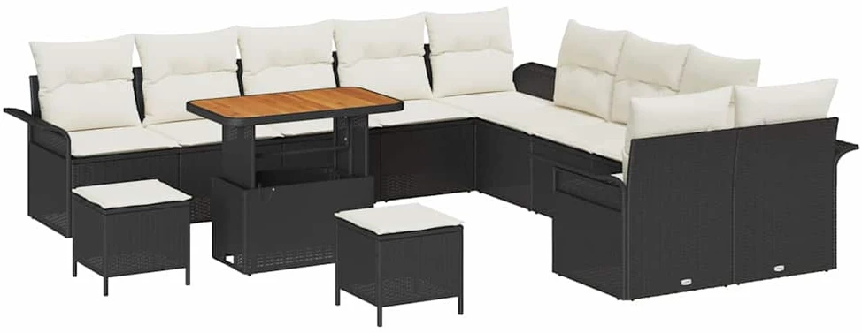 Sodo Sofų Rinkinys 13 vnt. Juoda poliratanas