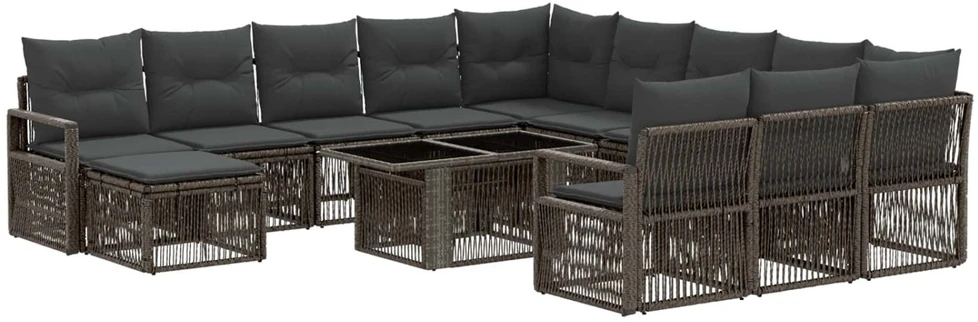 Sodo Sofų Rinkinys 13 vnt. Pilka ir tamsiai pilka poliratanas