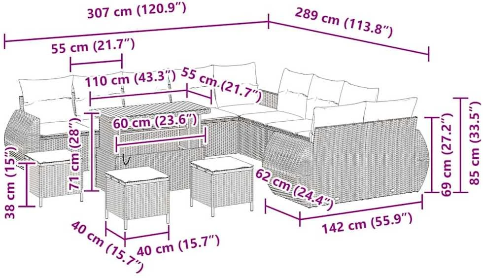 Sodo Sofų Rinkinys 14 vnt. 14-Vietų skaičius
