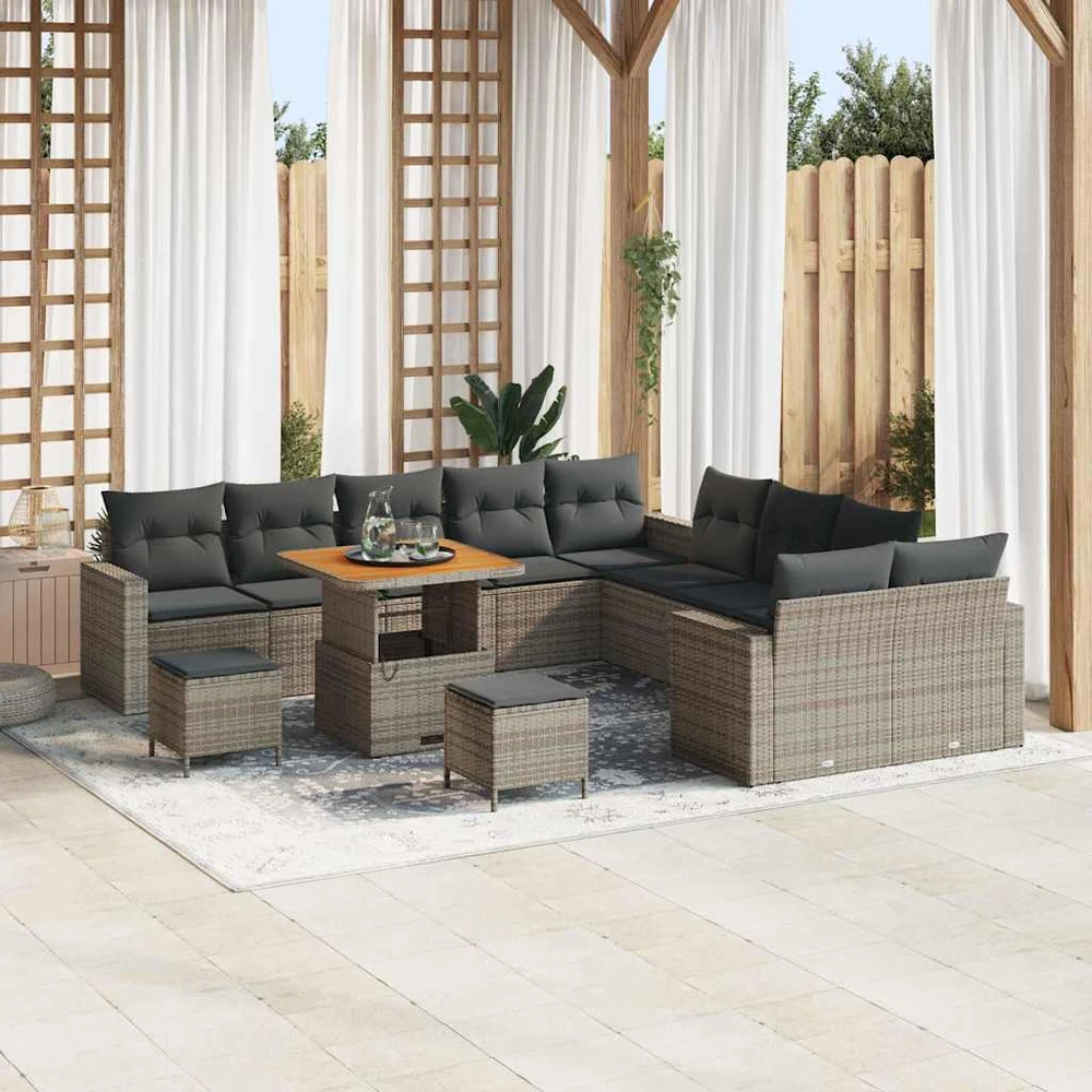 Sodo Sofų Rinkinys 17 vnt. 10-Vietų skaičius Pilka poliratanas