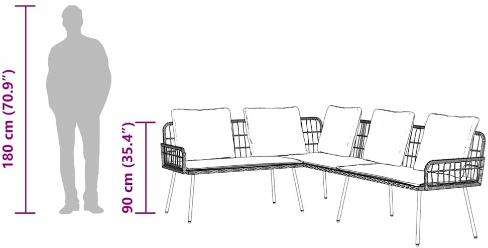 Sodo Sofų Rinkinys 2 vnt. Juoda poliratanas