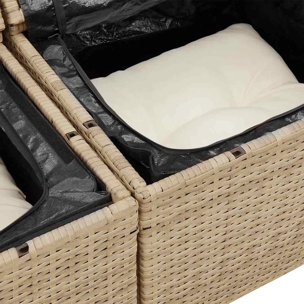 Sodo Sofų Rinkinys 4 vnt. Smėlio poliratanas