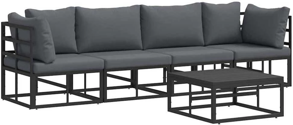 Lauko baldų komplektas Sodo Sofų Rinkinys 5 vnt. Juoda metalas