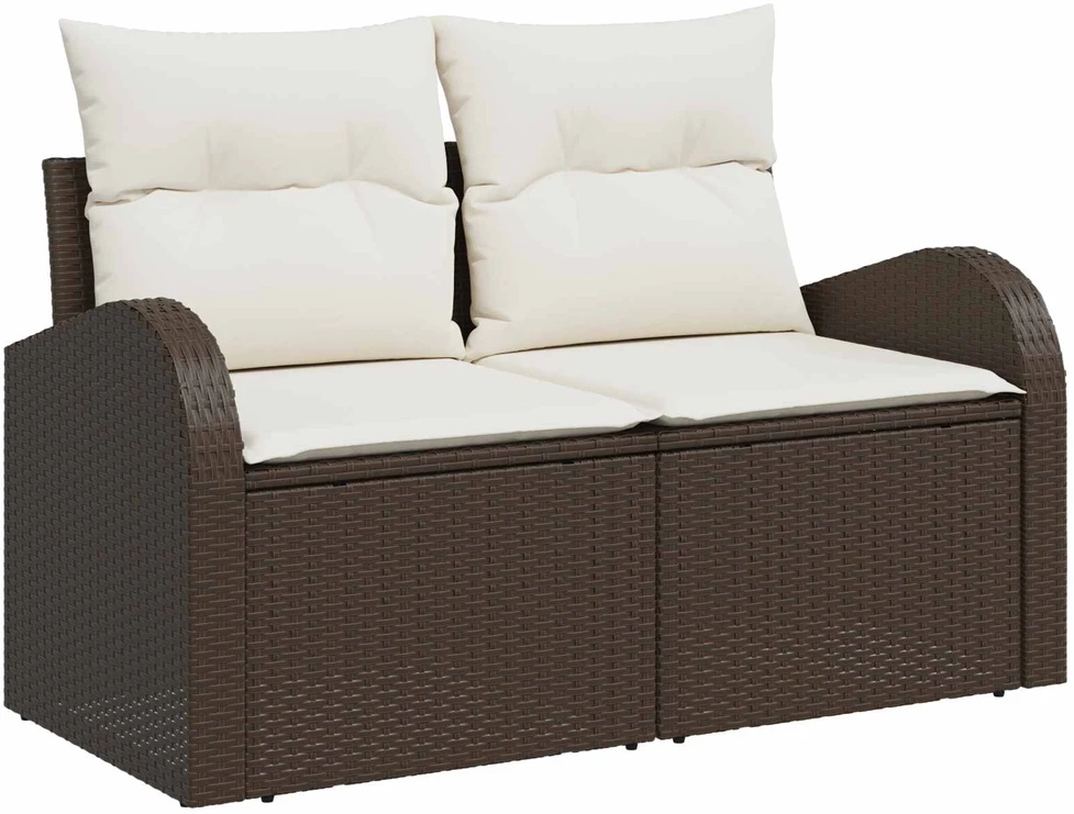 Sodo Sofų Rinkinys 5 pcs 4-Seater Ruda ir kreminė poliratanas