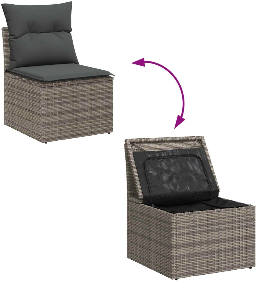 Sodo Sofų Rinkinys 5 pcs 4-Seater Pilka poliratanas