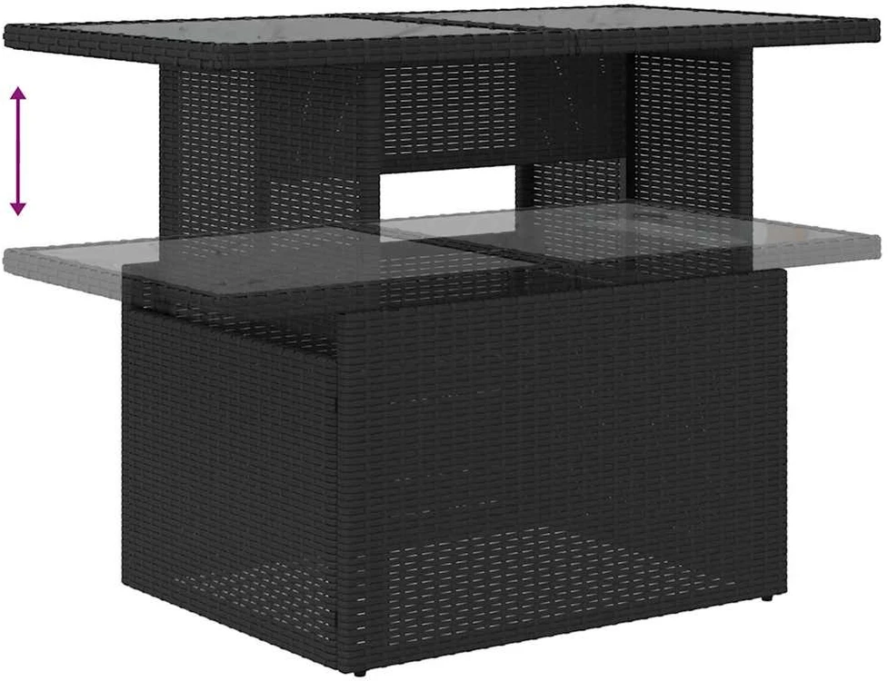 Sodo Sofų Rinkinys 5 vnt. 4-Vietų skaičius Juoda Poli ratanas
